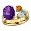 Mimi & Max 3 7/8ct Tgw Amethyst-africa Green Quartz Madeira Citrine Open Ring Yellow Silver