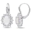 Mimi & Max 3 7/8ct Tgw Opal, White Topaz And Diamond Accent Halo Leverback Earrings In Sterling Silver In Silver