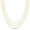 Mimi & Max 3-strand Station Ball Necklace In Yellow Plated Sterling Silver - 16+2 In In Gold
