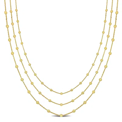 Mimi & Max 3-strand Station Ball Necklace In Yellow Plated Sterling Silver - 16+2 In In Gold