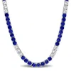 Mimi & Max 30 1/4 Ct Tgw Created Pink Sapphire Created White Sapphire Necklace Yellow Silver In Multi