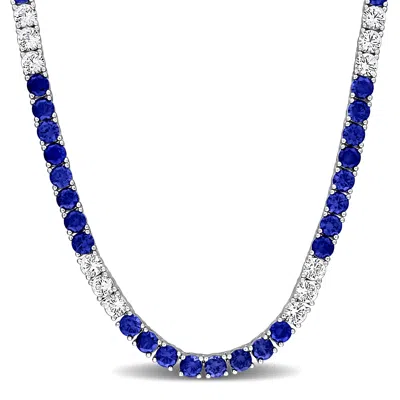 Mimi & Max 30 1/4 Ct Tgw Created Pink Sapphire Created White Sapphire Necklace Yellow Silver In Multi