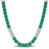 Mimi & Max 30 1/4 Ct Tgw Created Pink Sapphire Created White Sapphire Necklace Yellow Silver In Green