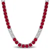 Mimi & Max 30 1/4 Ct Tgw Created Pink Sapphire Created White Sapphire Necklace Yellow Silver In Red
