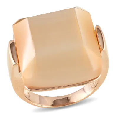 Mimi & Max 30ct Tgw Champagne Simulated Cat Eye Ring Rose Silver Plated In Gold