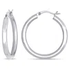 Mimi & Max 30mm Hoop Earrings In 10k White Gold (3mm Wide) In White