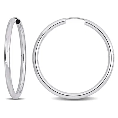 Mimi & Max 30mm Hoop Earrings In 14k White Gold In Metallic