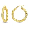Mimi & Max 30x4mm Round Twist Hoop Earrings In Yellow Plated Silver In Yellow