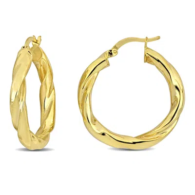 Mimi & Max 30x4mm Round Twist Hoop Earrings In Yellow Plated Silver In Gold