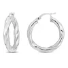 Mimi & Max 30x4mm Twist Hoop Earrings In Sterling Silver In Silver