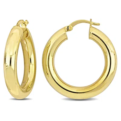 Mimi & Max 30x5mm Hoop Earrings In Yellow Silver In Gold