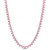 Mimi & Max 31 1/2 Ct Tgw Heart Created Pink Sapphire Tennis Necklace In Rose Plated Sterling Silver In Pink