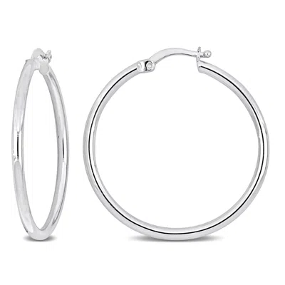 Mimi & Max 32x2mm Hoop Earrings In Sterling Silver