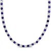 Mimi & Max 33 Ct Tgw Created Blue And Created White Sapphire Tennis Necklace In Sterling Silver In White