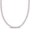 Mimi & Max 33 Ct Tgw Created White Sapphire Tennis Necklace In Rose Plated Sterling Silver In Pink