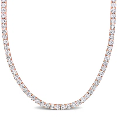 Mimi & Max 33 Ct Tgw Created White Sapphire Tennis Necklace In Rose Plated Sterling Silver In Pink