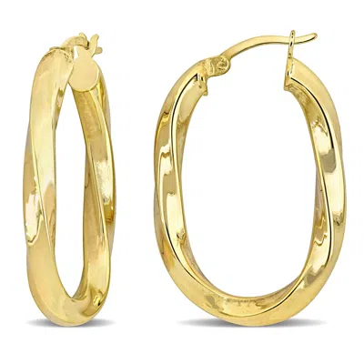 Mimi & Max 33x23mm Hoop Earrings In Yellow Plated Silver In Gold