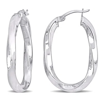 Mimi & Max 33x23mm Oval Twist Hoop Earrings In Sterling Silver