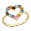 Mimi & Max 3/4 Ct Tgw Multi-color Gemstones Open Heart Ring In 10k Yellow Gold In Yellow