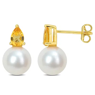 Mimi & Max 3/4ct Tgw Amethyst And 8.5-9mm Cultured Freshwater Pearl Earrings Rose Silver