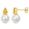 Mimi & Max 3/4ct Tgw Amethyst And 8.5-9mm Cultured Freshwater Pearl Earrings Rose Silver
