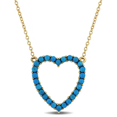 Mimi & Max 3/4ct Tgw Composite Blue Turquoise Heart Necklace In Yellow Silver-18 In + 2 Ext.