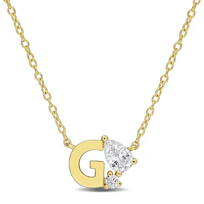 Mimi & Max 3/4ct Tgw Created White Sapphire "q" Initial Necklace Yellow Plated Sterling Silver In Multi
