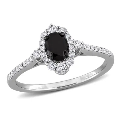 Mimi & Max 3/4ct Tw Black And White Diamond Engagement Ring In 14k White Gold