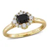 Mimi & Max 3/4ct Tw Black And White Diamond Engagement Ring In 14k Yellow Gold