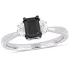 Mimi & Max 3/4ct Tw Black Diamond 1/3ct Tgw White Sapphire Engagement Ring 10k White Gold In Black