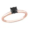Mimi & Max 3/4ct Tw Black Diamond Solitaire Engagement Ring 14k Rose Gold In Black