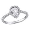 Mimi & Max 3/4ct Tw Pear-cut Diamond Floating Halo Engagement Ring 14k White Gold In White