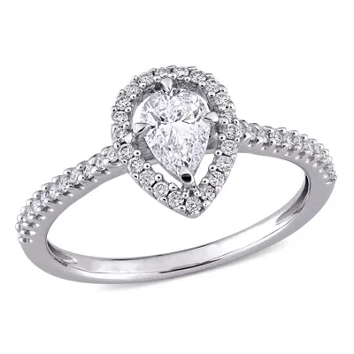 Mimi & Max 3/4ct Tw Pear-cut Diamond Floating Halo Engagement Ring 14k White Gold