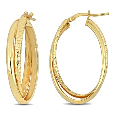Mimi & Max 35 Mm Entwined Hoop Earrings In Yellow Plated Sterling Silver