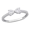 Mimi & Max 3/5ct Dew Created Moissanite Duo Heart Ring In Sterling Silver In Silver