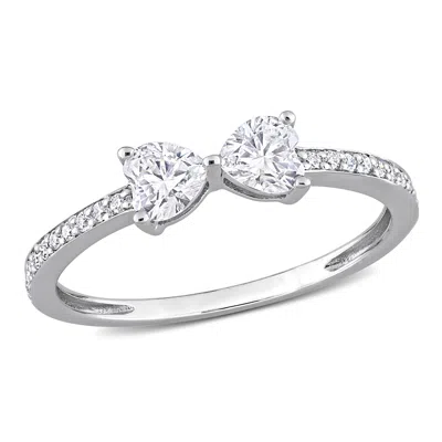 Mimi & Max 3/5ct Dew Created Moissanite Duo Heart Ring In Sterling Silver