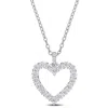 Mimi & Max 3/5ct Dew Created Moissanite Open Heart Pendant With Chain In Sterling Silver In Silver