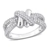 Mimi & Max 3/5ct Tdw Diamond Crossover Split-shank Ring 14k White Gold In Metallic