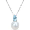 Mimi & Max 3/5ct Tgw Created Ruby And 8.5-9mm Cultured Freshwater Pearl Necklace Silver