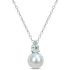 Mimi & Max 3/5ct Tgw Created Ruby And 8.5-9mm Cultured Freshwater Pearl Necklace Silver In Silver