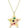 Mimi & Max 3/5ct Tgw Multi-color Gemstones Star Pendant With Chain In Yellow Plated Sterling Silver In Pink