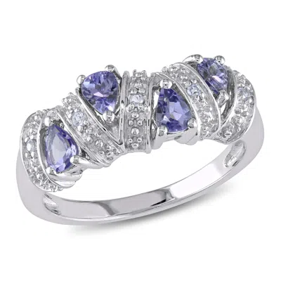 Mimi & Max 3/5ct Tgw Tanzanite Journey Ring In Sterling Silver In Blue