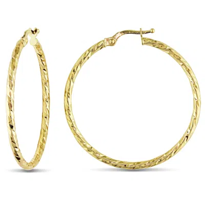 Mimi & Max 35mm Diamond Cut Hoop Earrings In 10k Yellow Gold