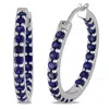 Mimi & Max 3.6 Ct Tgw Created Blue Sapphire Inside Outside Hoop Earrings In Sterling Silver In White