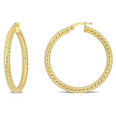 Mimi & Max 36 Mm Textured Twist Hoop Earrings In 14k Yellow Gold