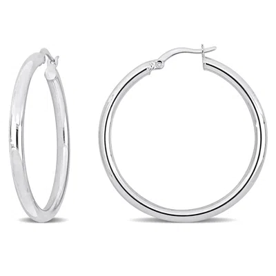Mimi & Max 36x3mm Hoop Earrings In Sterling Silver In White