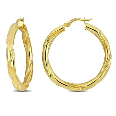 Mimi & Max 37x4.5mm Twist Hoop Earrings In Yellow Plated Silver In Gold