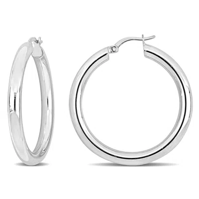 Mimi & Max 37x4mm Hoop Earrings In Sterling Silver