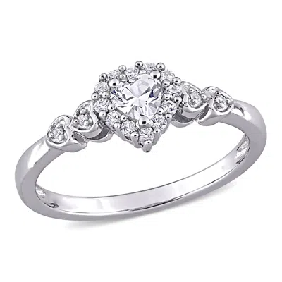 Mimi & Max 3/8ct Tgw Created White Sapphire And Diamond-accent Heart Ring In Sterling Silver