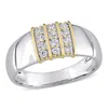 Mimi & Max 3/8ct Tgw Created White Sapphire Men's Ring 10k Yellow Gold And Sterling Silver In White